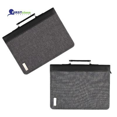 China A4 Size File Bag Leather Folder With Handle for sale