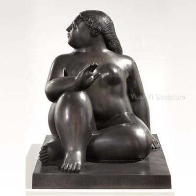 China Europe Fernando Botero Fat Sculpture Lady Yoga Sculpture For Outdoor Garden Decoration for sale