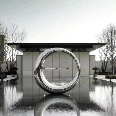 China Contemporary Modern Outdoor Decoration Abstract Stainless Steel Moon Sculpture For Garden for sale