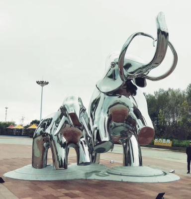 China Modern Contemporary Outdoor Decoration Elephant Mirror Stainless Steel Sculpture For Garden for sale