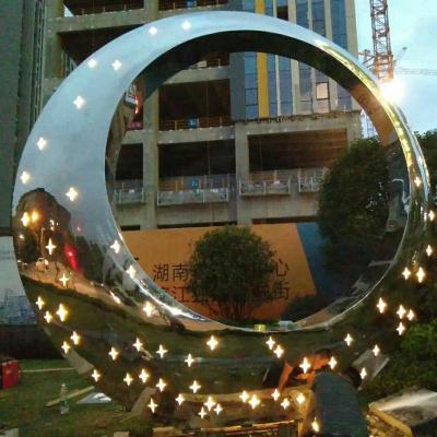 China Contemporary Modern Outdoor Decoration Abstract Stainless Steel Circle Sculpture For Garden for sale