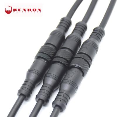 Cina M16 Ip67 Ip68 2pin 3pin Waterproof Cable Plug 3 Core Male Female Plug LED Panel Connector in vendita