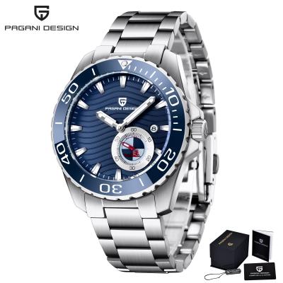 China Auto Date PAGANI DESIGN Stainless Steel Top Brand Men's Mechanical Waterproof Ceramic Bezel Automatic Watch for sale