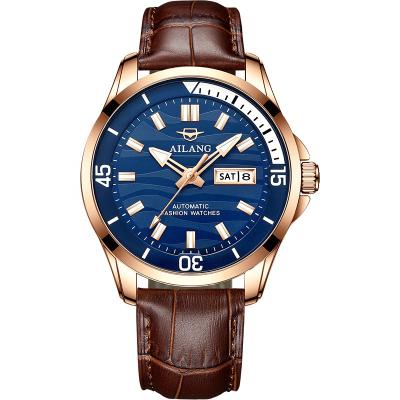 China The yard AILANG 6029 waterproof men's watch luminous automatic calendar leather mechanical watch for sale