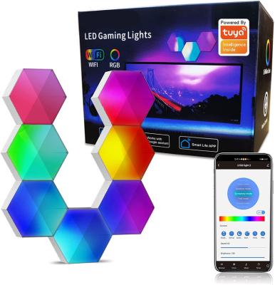 China Amazone new modern warm led hexagonal led lamp hexagon wifi night light quantum lamp for game room for sale