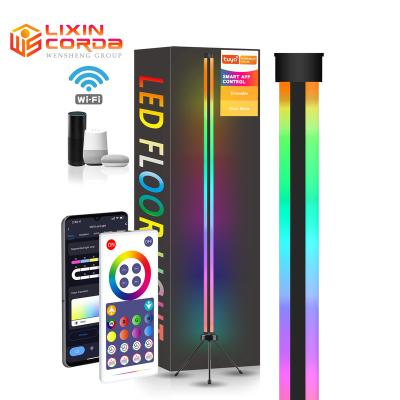 China Mid Century Modern Tuya RGB Floor Lamps, Color Changing Corner Lamp Alexa Remote Control wifi for Living Room for sale