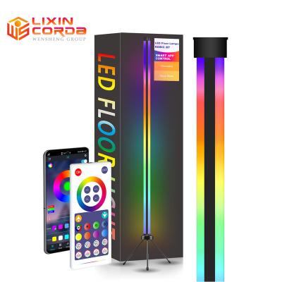 China Mid Century Music Sync Smart Wireless App Controlled Modern Atmosphere Light Tripod Corner Standing RGB LED Floor Lamp for sale