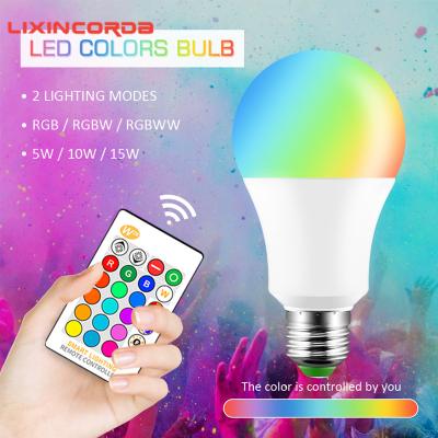 China Residential E27 LED Light Bulb 5W 10W 15W RGB White Color Changing RGBW Smart Lamp 110V 220V Daylight IR Outdoor / Wall Switch Smart Control for sale