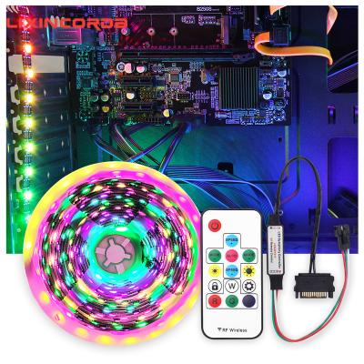 China Indoor 1M 30/60leds WS2812 WS2812B LED Strip Light with LED Symphony Controller SATA Interface for PC Computer Case Decoration for sale