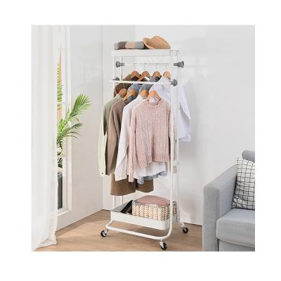 China Sustainable Household Drying Clothes Hanger Bipolar Metal Laundry Rack Set Adjustable Double Pole Coat Rack for sale