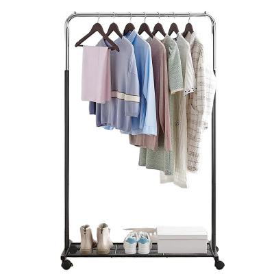 China Sustainable Custom Wholesale Adjustable Space Saving Minimalist Metal Hangers With Wheels for sale