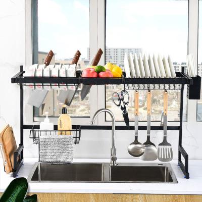 China Hot Selling Kitchen Cooking Organizer Rack Stainless Steel In Sink Rack Household Dish Drying Rack Storage Bracket for sale