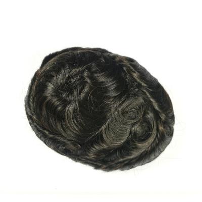 China 100% Virgin Remy Hair Indian Hair 6 Inch 100g Lace & PU V-Curled Indian Men's Hairpiece Hairpiece Wig for sale