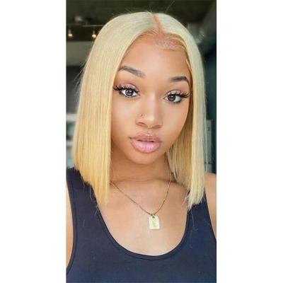 China Silky Straight Wave Bob Brazilian Hair Wigs Transparent Hd Lace Front 13x6 Lace Front Wigs 613 Headband T-Part T-part Lace Up Bob Wig #613 for sale