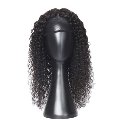 China Machine Made Afro Wave Hair 24 Inches 100% Afro Kinky Curly Half Wig With Curly Headband Clips Wig for sale