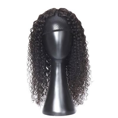 China Machine Made Afro Kinky Curly Full Wave Wig 100% Women Afro Kinky Curly Half Wig With Elastic Headband Wig for sale