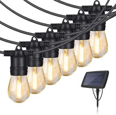 China Beautiful Beautiful S14 LED Solar Powered Bulbs Weatherproof Outdoor String Lights 27ft Black for sale