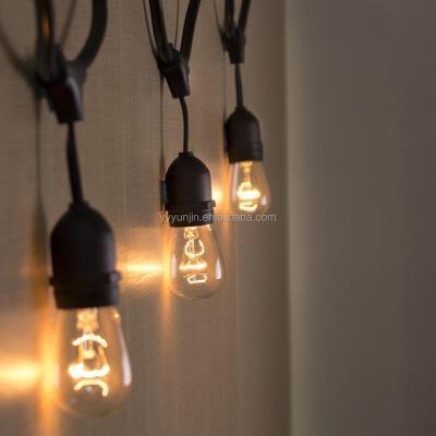 China Outdoor Decoration Customized S14 Indoor/Outdoor/Indoor Edison Led Decorative Waterproof Black String Lights Us/Eu Cable Holiday String Lights With Bulb for sale