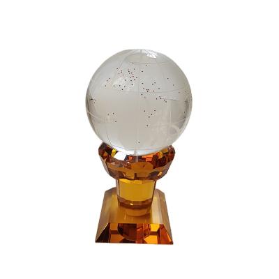 China China Crystal Ball Crystal Trophy Gift Reward Crystals Glass World Of Map Amber Base For Souvenir Gifts for sale