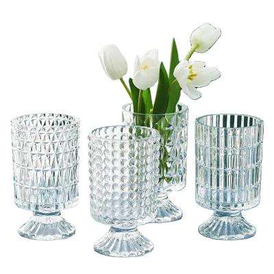 China China Light Luxury Decoration Gold Flower Vase Contemporary Wedding Clear Crystal Wedding Glass Vase for sale