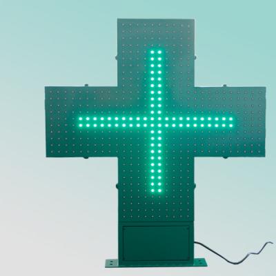 China Pharmacy CE RoHS 90X90cm One Side Outdoor Green Flashing Led Cross Pharmacy for sale