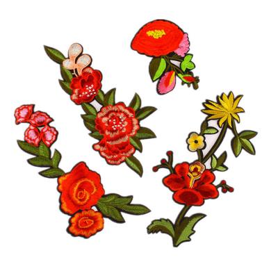 China Good Price Viable Customized Sew On 3D Flock Patch Flower Embroidered For Clothing Accessory for sale