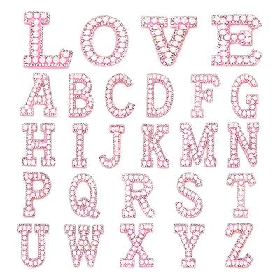 China 3D Stone Diy White Crystals Embroidered A-z Letter Applique Rhinestone Letter Patches Diamond for sale