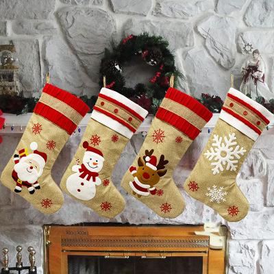 China 2021 Festival Decoration China Factory Wholesale Fashionable Red Knitted Velvet Christmas Stockings For Embroidery for sale