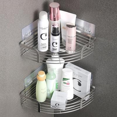 China High Quality 304 Stainless Steel Self Adhesive Bathroom Shelf Viable Widely Used Wall Hanging Shelf for sale