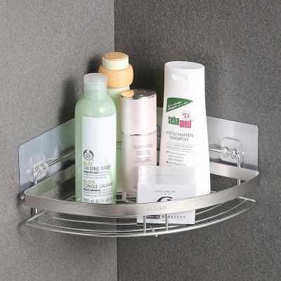 China Traceless 304 Stainless Steel Storage Rack Triangular Nail-Free Kitchen Bathroom Rack Without Viable Wall Hanging Hole for sale