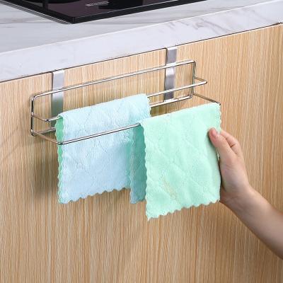 China Viable Nail Free Rag Rack For Kitchen Hanging Directly Behind Cabinet Door Economy Rag Rack Stainless Steel for sale