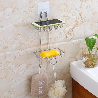 China Modern high quality stainless steel double square soap holder with hook is easy to use for sale