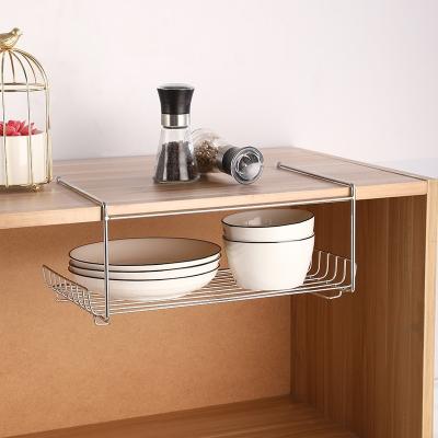 China Hanging Storage Rack Metal Cabinet Dish Rack Kitchen Cabinet Basket Sideboard Under Cupboard Hanging Basket for sale