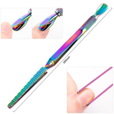 China Manicure x-shaped color staple presumed dead skin nail extension forceps steel double head training phototherapy forceps for sale