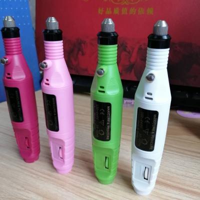 China Plastic Nail Art File Polish Pen Shape Electric Nail Drill Machine Salon Manicure Tool + 6 Bits for sale