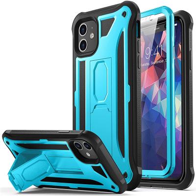 China Wholesale Shockproof Kickstand Heavy Duty Protection With Built-in Screen Protector Shockproof Cover For iPhone for sale