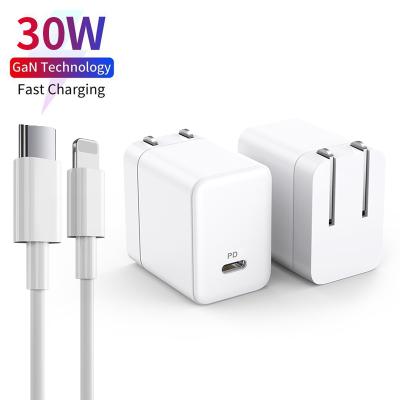 China Portable Smartphone Mini Travel 1ports High Power 30W Wall Charger 30w 1c Palladium Wall Charger with Gan Technology for sale