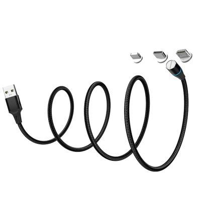 China Round Shape Magnetic 3 in 1 Charging Cable Hot Selling Original 360 Degree Multi USB Charger Phone Magnet Micro/IOS/Type C Cable Fast Charging Micro USB Fast Charging Cable for sale