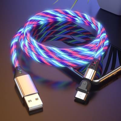 China Fast Charging Flame Data Cable 3A USB Cable Flowing Light Phone Accessories Cable USB Led Luminous Micro Ignition Data Cable for sale