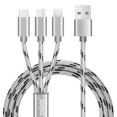 China Bulk Magnetic MP3/MP4 Player Amazon Seller Phone Charger 3-in-1 Cables, Micro USB & Type C Compatible For iProduct, Android Devices for sale