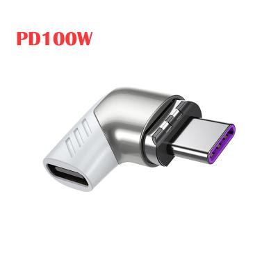 China Wholesale Type-C Type-C Data Cable Charger Adapter Magnetic Charging Data Cable Charger Adapter PD100W Elbow Side Plug Magnetic Charging Converter For MacBook for sale