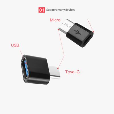 China Two-in-One Charging And Transmitting Micro Usb Male To Type C Female Adapter Usb To Type-C Otg Converter For Computer And Phone for sale