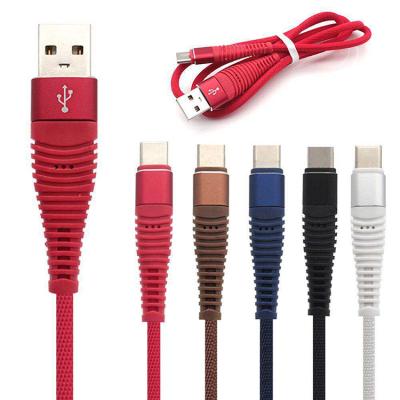 China 1M 2M Fast Data Nylon PD 2.4A Braided Mobile Phone USB C Anti-winding and Anti-Break Cable Charging Data Cable for sale