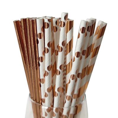 China Disposable Custom Stripped Compostable Paper Straws Disposable Paper Drinking Straws for sale