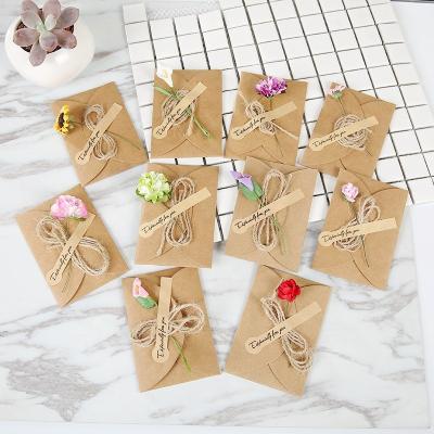 China Europe Creative Vintage DIY Leather Handmade Dry Flower Greeting Best Wishes Card for sale