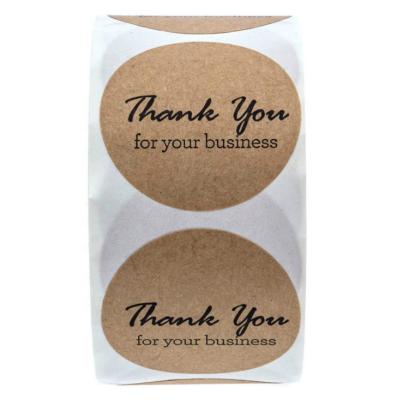 China Kraft Paper Cowhide Thank You Sticker, Commercial Decorative Sticker, Letter Sealing Sticker for sale