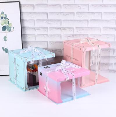 China Recyclable Custom Translucent Baking Cake Box Birthday Cake Packaging Box With Window for sale