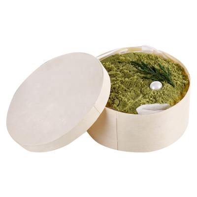 China Round Biodegradable Wooden Box Cheese Mousse Cake Box Basque Baking Packing Box for sale