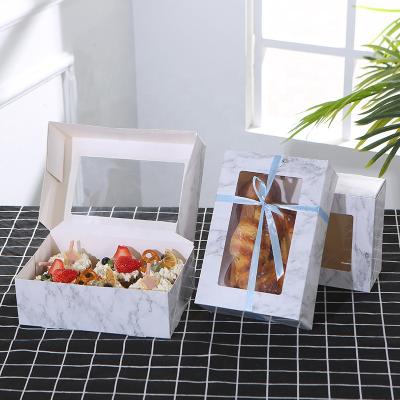 China Packaging Box Recyclable Cupcake Muffin Pastry Box With Window Marble Cup Cake Box for sale