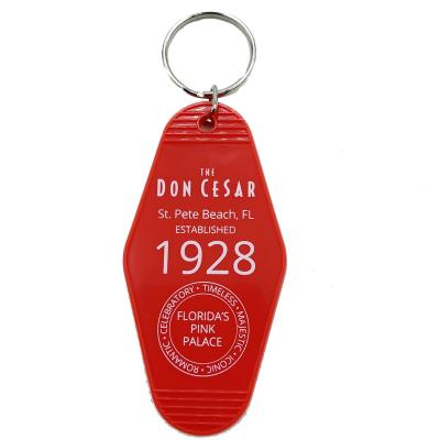 China Top Selling Custom Logo Printing Hotel Pink Plastic Motel Hotel Room Acrylic Key Tag With Keychain for sale